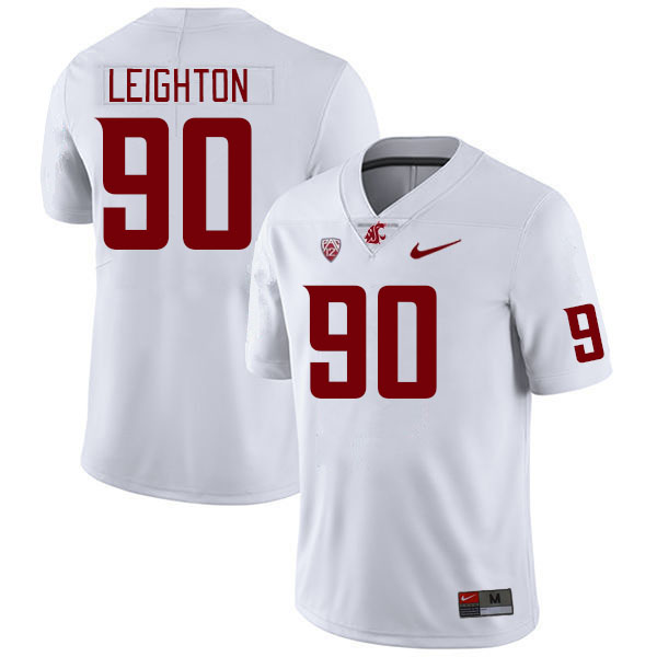 Washington State Cougars #90 Luke Leighton College Football Jerseys Stitched Sale-White